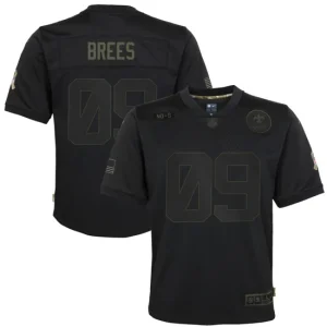 Youth New Orleans Saints Drew Brees Nike Black 2020 Salute to Service Game Jersey