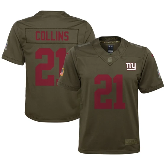 Youth New York Giants Landon Collins Nike Olive Salute to Service Game Jersey