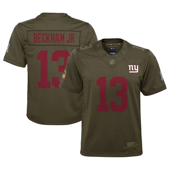 Youth New York Giants Odell Beckham Jr Nike Olive Salute to Service Game Jersey