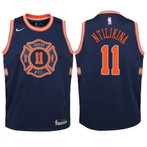 Youth New York Knicks 11 Frank Ntilikina Navy Swingman Jersey-City Edition