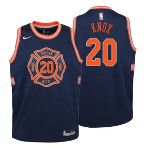 Youth New York Knicks 20 Kevin Knox City Edition Navy Swingman Jersey