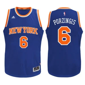 Youth New York Knicks 6 Kristaps Porzingis Road Blue Swingman Jersey