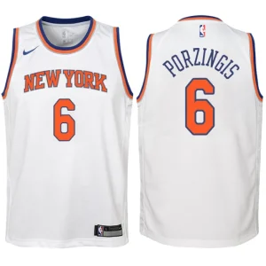 Youth New York Knicks 6 Kristaps Porzingis White Swingman Jersey-Association Edition