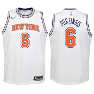 Youth New York Knicks 6 Kristaps Porzingis White Swingman Jersey - Statement Edition