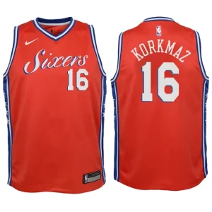 Youth Philadelphia 76ers 16 Furkan Korkmaz Red Swingman Jersey - Statement Edition