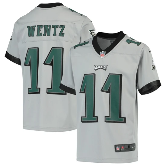 Youth Philadelphia Eagles Carson Wentz Nike Silver Inverted Game Jersey