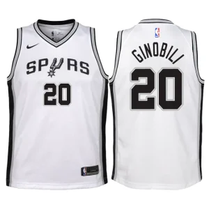 Youth San Antonio Spurs 20 Manu Ginobili White Swingman Jersey-Association Edition