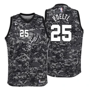 Youth San Antonio Spurs 25 Jakob Poeltl City Edition Camo Swingman Jersey