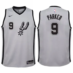 Youth San Antonio Spurs 9 Tony Parker Gray Swingman Jersey-Statement Edition