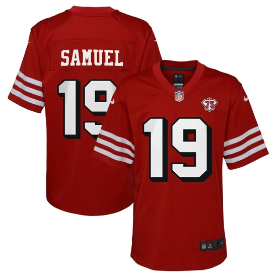 Youth San Francisco 49ers Deebo Samuel Nike Scarlet 75th Anniversary Alternate Patch Game Jersey