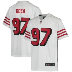 Youth San Francisco 49ers Nick Bosa Nike White Color Rush Game Jersey