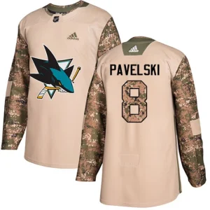 Youth San Jose Sharks Joe Pavelski 8 Authentic Camo Veterans Day Practice