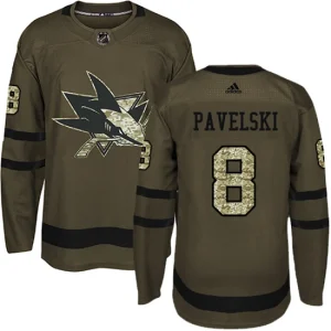 Youth San Jose Sharks Joe Pavelski 8 Authentic Green Salute to Service