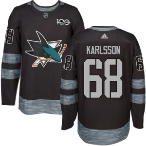 Youth San Jose Sharks Melker Karlsson 68 Authentic Black 1917-2017 100th Anniversary