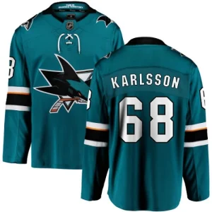 Youth San Jose Sharks Melker Karlsson 68 Breakaway Teal Green Fanatics Branded Home