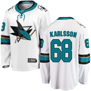 Youth San Jose Sharks Melker Karlsson 68 Breakaway White Fanatics Branded Away