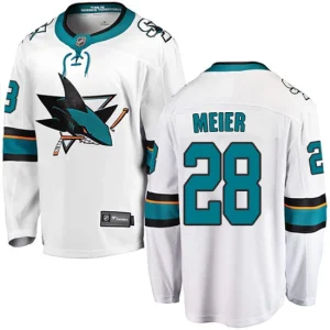 Youth San Jose Sharks Timo Meier 28 Breakaway White Fanatics Branded Away