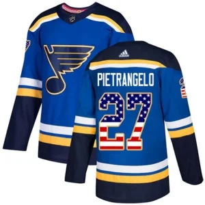 Youth St. Louis Blues Alex Pietrangelo 27 Blue USA Flag Fashion Authentic