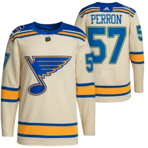 Youth St. Louis Blues David Perron 57 2022 Winter Classic Cream Authentic