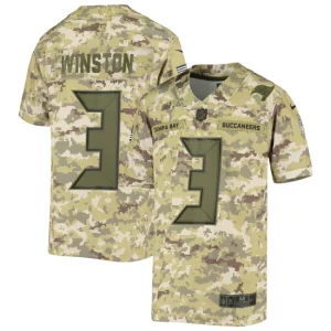 Youth Tampa Bay Buccaneers Jameis Winston Nike Green Salute to Service Game Jersey