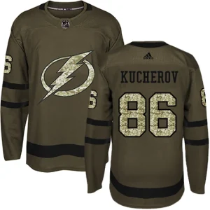 Youth Tampa Bay Lightning Nikita Kucherov 86 Authentic Green Salute to Service