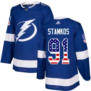 Youth Tampa Bay Lightning Steven Stamkos 91 Authentic Blue USA Flag Fashion