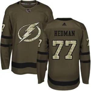 Youth Tampa Bay Lightning Victor Hedman 77 Authentic Green Salute to Service