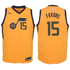 Youth Utah Jazz 15 Derrick Favors Yellow Swingman Jersey - Statement Edition