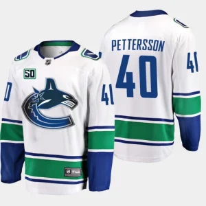 Youth Vancouver Canucks Elias Pettersson 40 50th Anniversary White Away