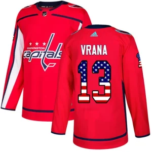 Youth Washington Capitals Jakub Vrana 13 Authentic Red USA Flag Fashion