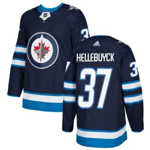 Youth Winnipeg Jets Connor Hellebuyck 37 Authentic Navy Blue Home