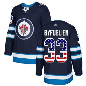 Youth Winnipeg Jets Dustin Byfuglien 33 Authentic Navy Blue USA Flag Fashion